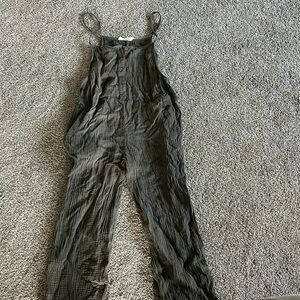 Green button up jumpsuit